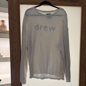 White Drew Long Sleeve Terrycloth Shirt/Crewneck